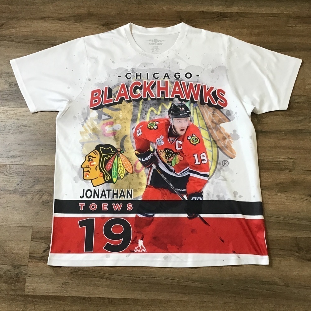 CHICAGO Blackhawks Shirt Toews #19 Hockey Graphic White Size XL